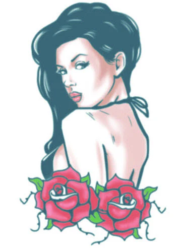 Biker Rose Pin-Up Tattoo
