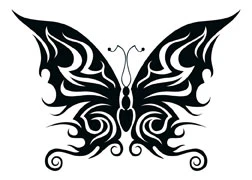 Black Tribal Butterfly Tattoo