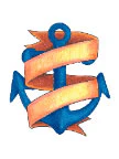 Blue Anchor Ribbon Tattoo