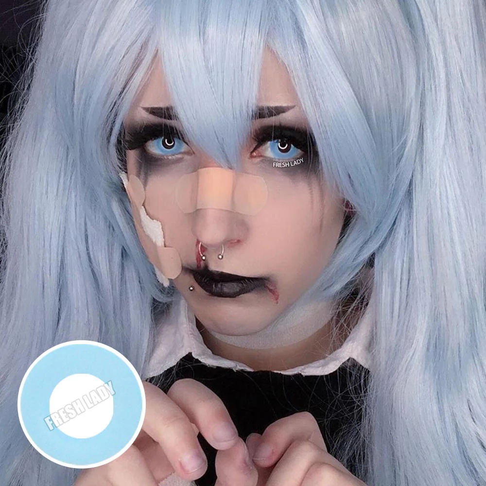 Cambridge Blue Block Coloured Contact Lenses - Image 5