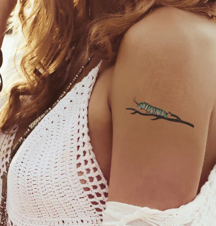 Caterpillar with Reveal Glow-in-the-Dark Butterfly Temporary Tattoo - Image 2