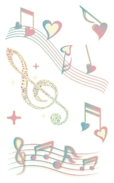 Cheerful Music Notes Glow Temporary Tattoo