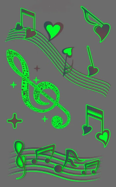 Cheerful Music Notes Glow Temporary Tattoo - Image 2