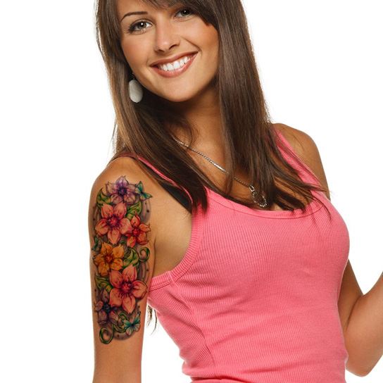 Cherry Blossom Sleeve Tattoo - Image 2