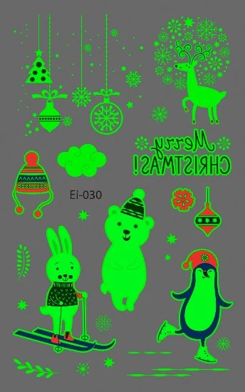 Christmas Animals Glow Temporary Tattoo - Image 2