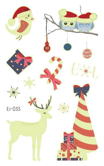 Christmas Bird and Reindeer Glow Temporary Tattoo