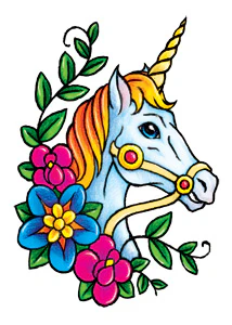 Classic Girls Unicorn Tattoo