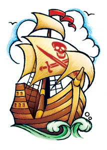 Classic Vintage Pirate Ship Tattoo