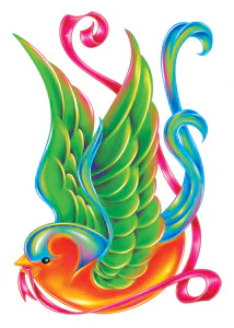 Color Bird Glitter Tattoo