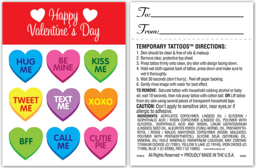 Conversations From The Heart Valentine's Day Tattoo Card - Image 2