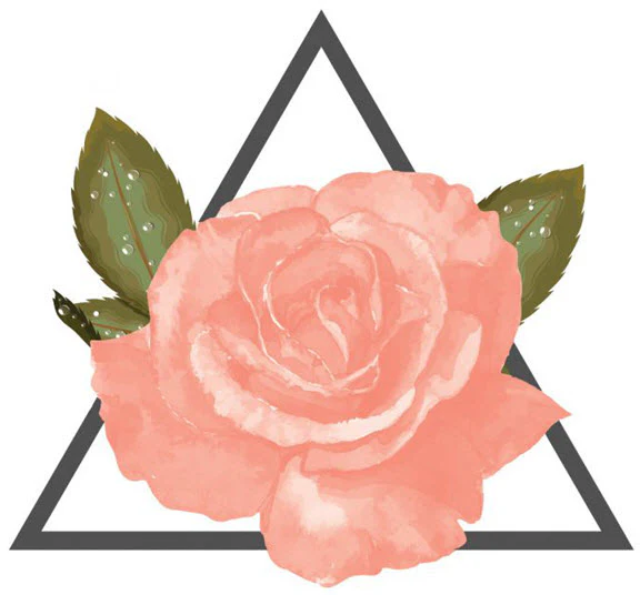 Coral Rose With Triangle Tattoo