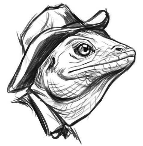 Cowboy Lizard Black Tattoo