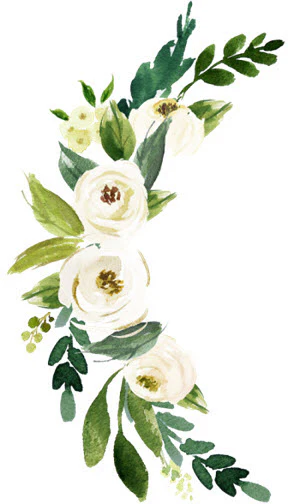 Crescent Watercolor Flowers Tattoo