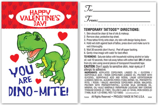 Dino-Mite Valentine's Day Tattoo Card - Image 2