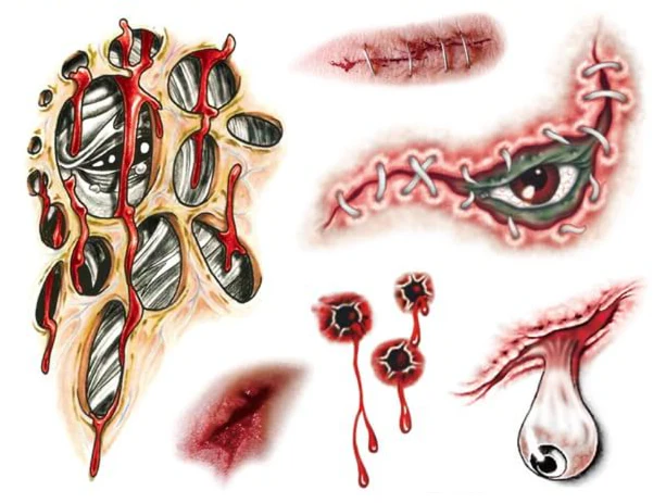 Eyes and Wounds Halloween Tattoo