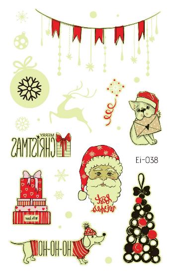Father Christmas with Dog Glow Temporary Tattoo