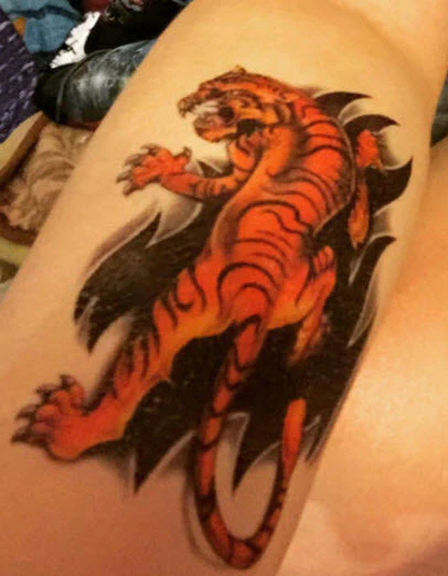 Ferocious Tiger Sleeve Tattoo - Image 4