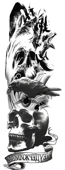 Full Sleeve Arm/Leg Tattoo Raven & Skull - Image 2