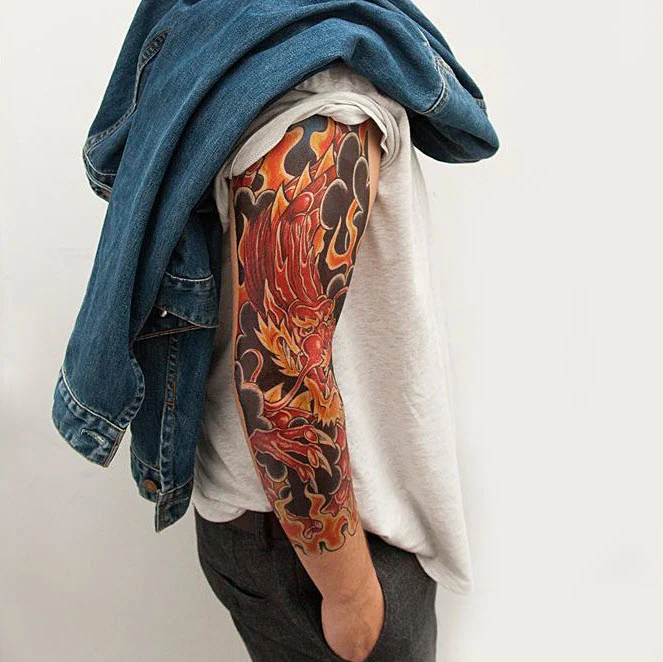 Full Sleeve Arm Tattoo Dragon - Tattoonie - Image 3
