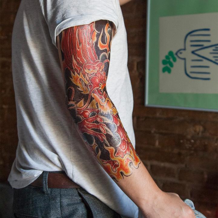 Full Sleeve Arm Tattoo Dragon - Tattoonie - Image 4