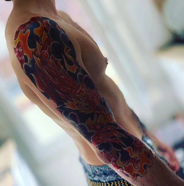Full Sleeve Arm Tattoo Dragon - Tattoonie - Image 6