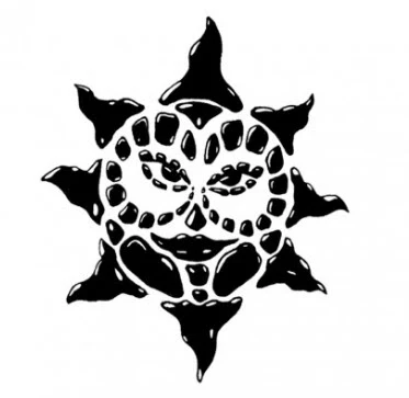 Gaudi Style Black Sun Tattoo