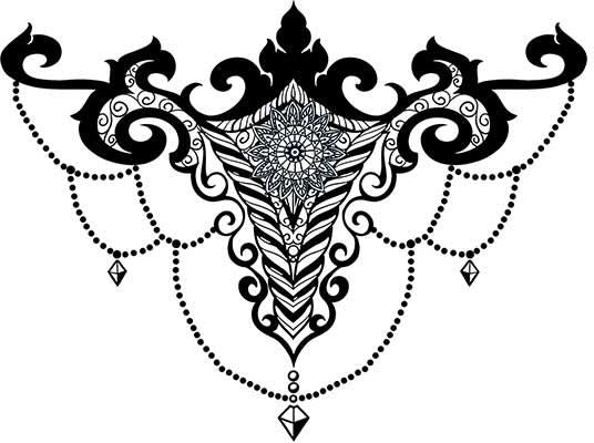 Gem Chandelier Sternum Bikini Tattoo