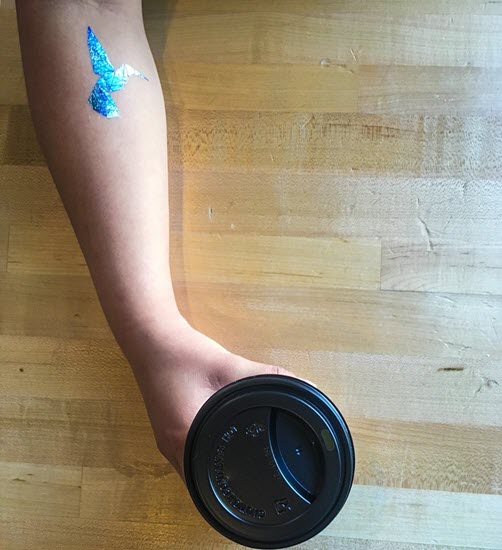 Geometric Hummingbird Prismfoil Tattoo - Image 4