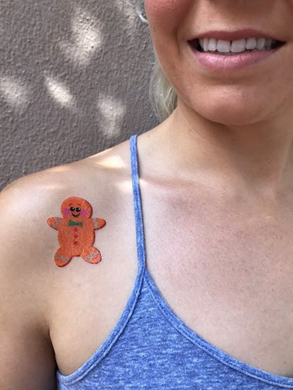 Glitter Gingerbread Christmas Fake Tattoos (16 Tattoos) - Image 5