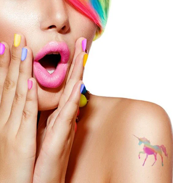 Glitter Rainbow Unicorn Tattoo - Image 4