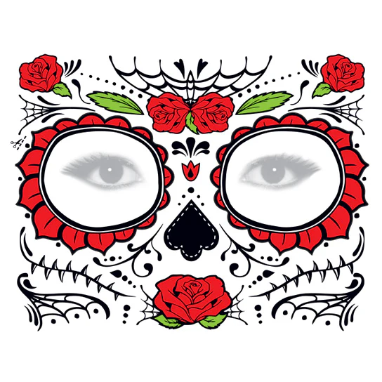 Glitter Roses Face Mask Tattoo - Image 2