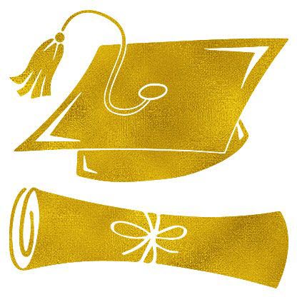 Gold Graduation Cap PrismFoil Tattoo