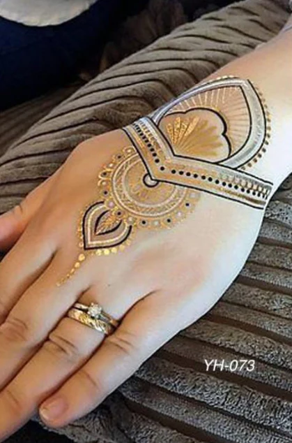 Gold & Silver Metallic Jewelry Hand Set (9 Tattoos)