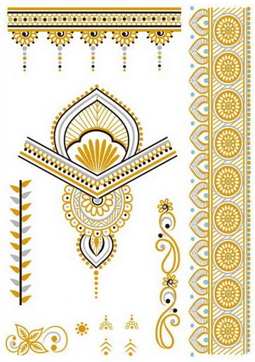 Gold & Silver Metallic Jewelry Hand Set (9 Tattoos) - Image 2