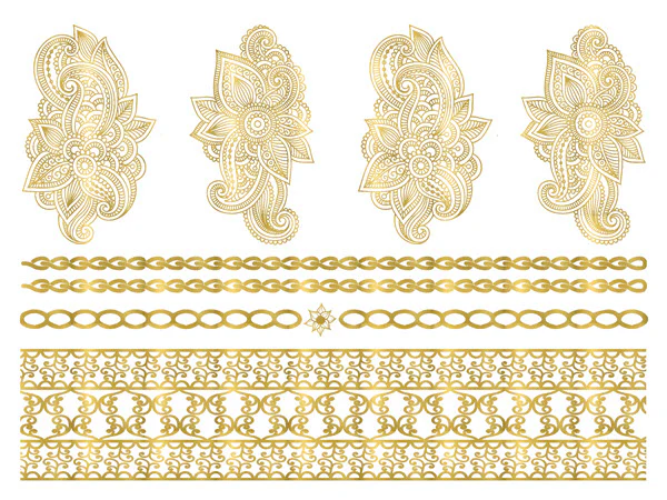 Golden Henna Chains (8 Tattoos) - Image 2