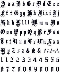 Gothic Tattoo Letters