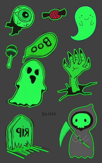 Graveyard Glow in the Dark Halloween Fake Tattoo - Image 2
