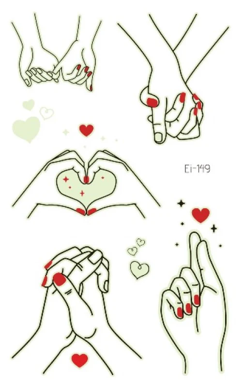Hand in Hand Glow Temporary Tattoo