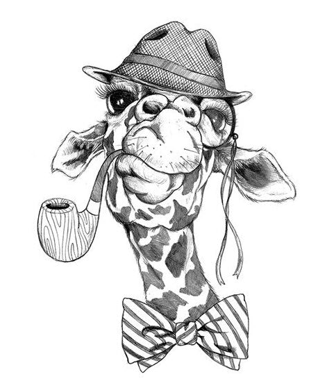 Hipster Black Giraffe Tattoo