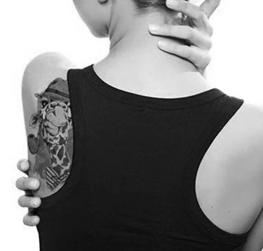 Hipster Black Giraffe Tattoo - Image 2