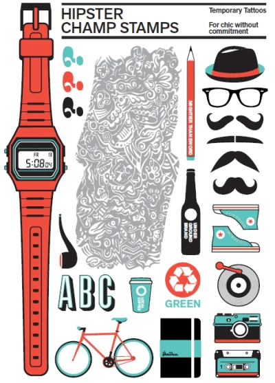 Hipster Champ Stamps Tattoo