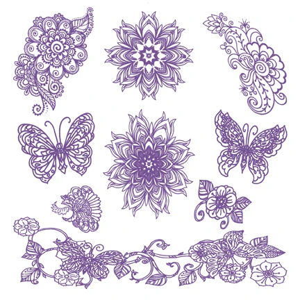 Indigo Henna Tattoo Assortment (9 Tattoos)