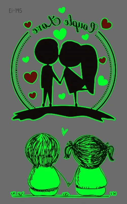 Love Couple Glow Temporary Tattoo - Image 2