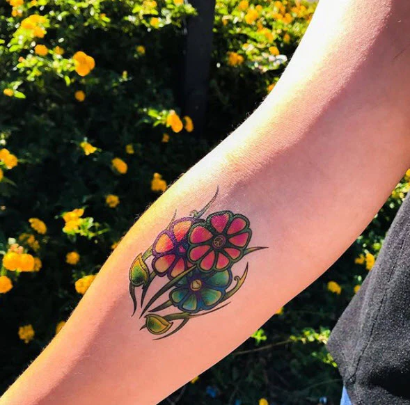 Love & Peace Flowers Tattoo - Image 3