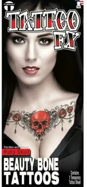 Red Ruby Beauty Bone Tattoo - Image 2