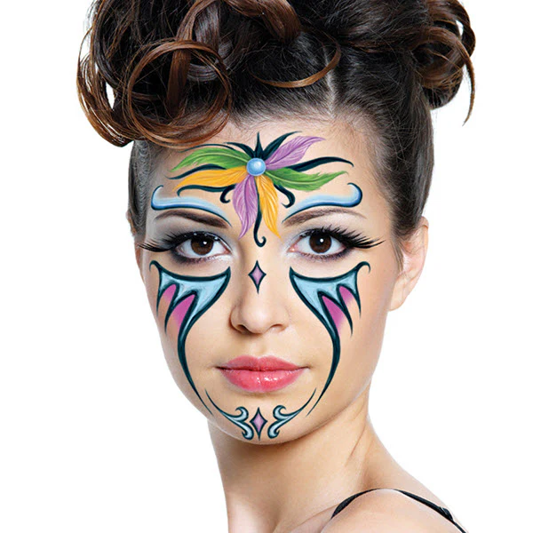 Mardi Gras Feathers Glitter Face Tattoo - Image 2
