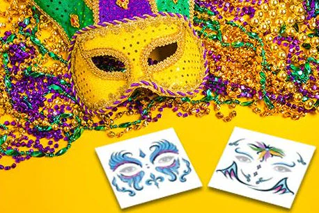 Mardi Gras Glitter Face Tattoo - Image 3