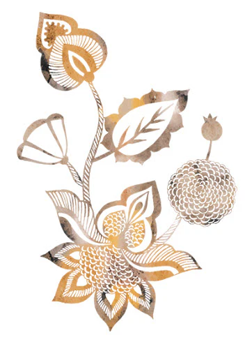 Metallic Budding Flower Tattoo