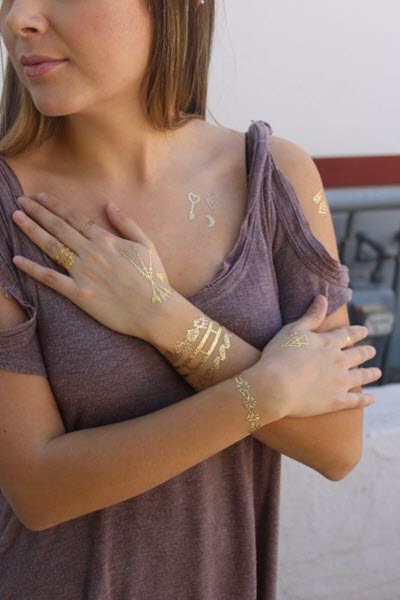 Metallic Gold Festival Collection PrismFoil Tattoos (19 Tattoos) - Image 2