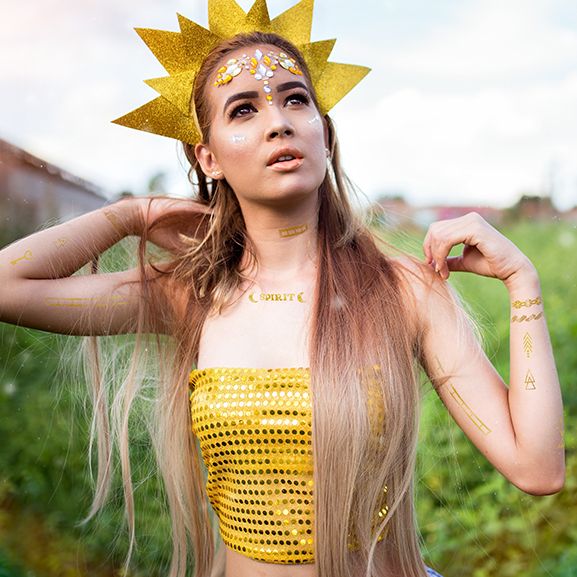 Metallic Gold Festival Collection PrismFoil Tattoos (19 Tattoos) - Image 3